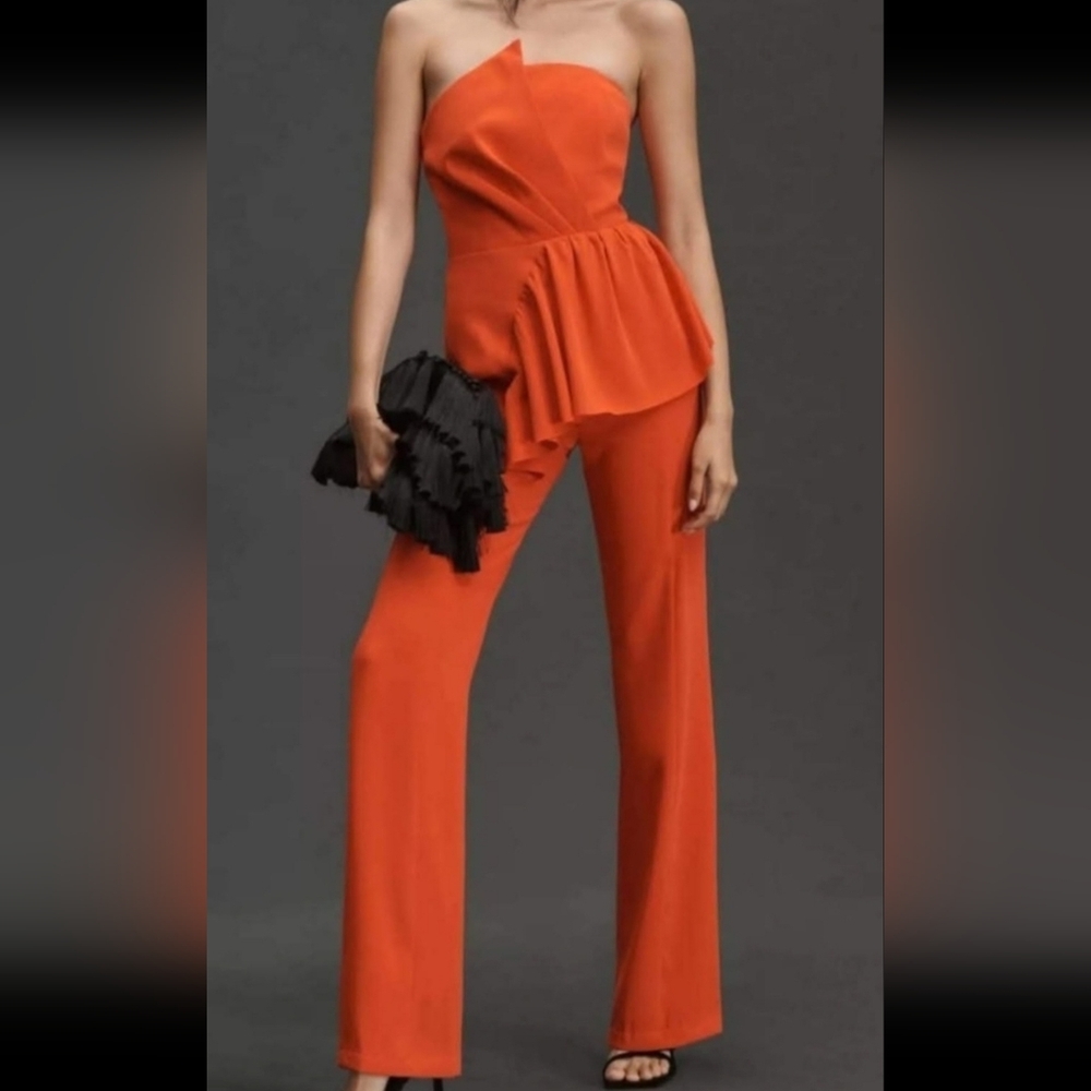 Elliatt Vibrant Orange Strapless Jumpsuit